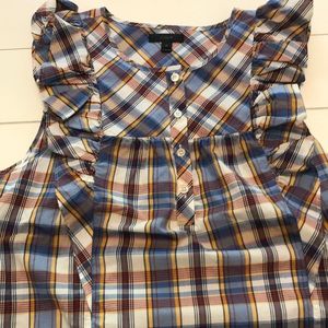 JCrew Plaid Ruffle Top